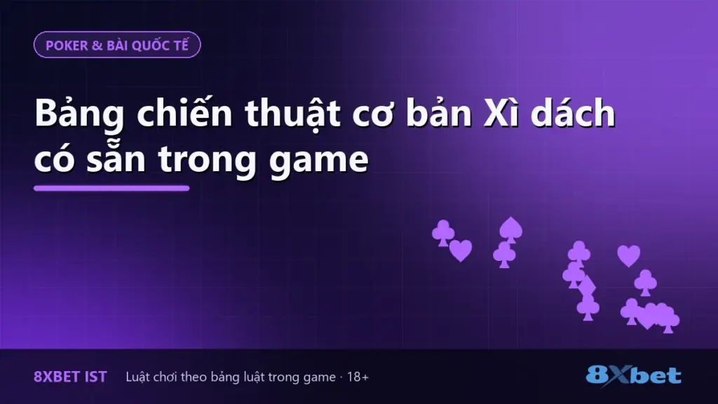 Ảnh bìa bài bảng chiến thuật cơ bản Xì dách có sẵn trong game trên 8Xbet