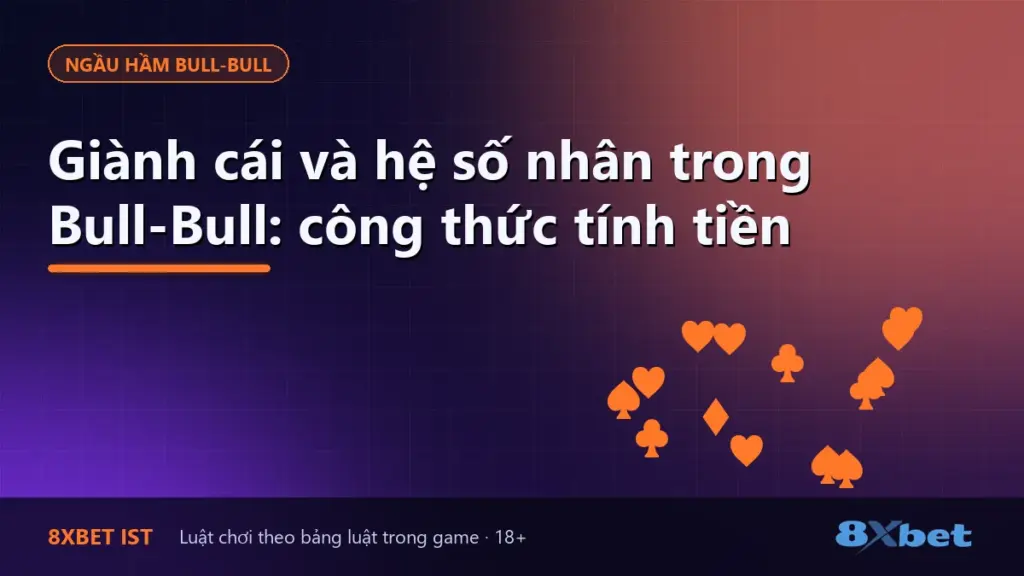 Ảnh bìa bài hướng dẫn giành cái và hệ số nhân trong Bull-Bull trên 8Xbet