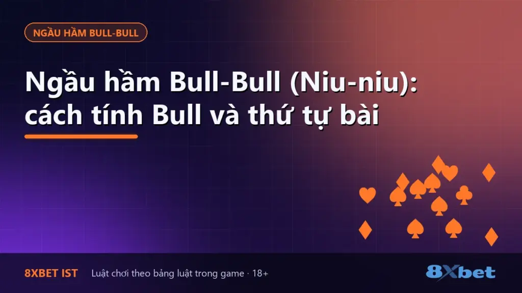 Ảnh bìa bài hướng dẫn Ngầu hầm Bull-Bull (Niu-niu) trên 8Xbet: cách tính Bull và thứ tự bài